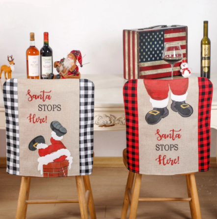 椅子 Christmas Cloth Chair Cover Santa Claus Covers Merry Christmas Decorations for Home Table Decorat
